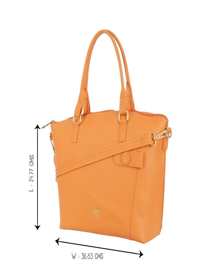 Baggit Women Orange Tote Handbag Medium Size | Ladies Stylish Casual Purse Bag - Image 3